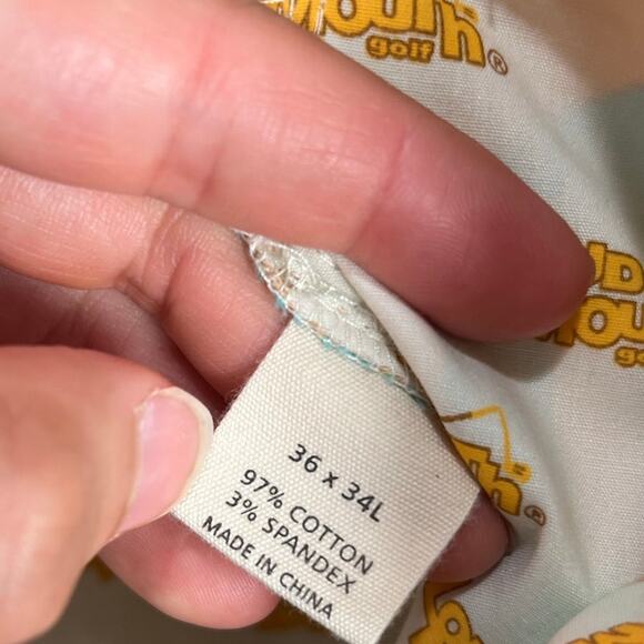 Loudmouth Golf Pants Sz 36x34L Orange And Teal Geometric Hexagon Athletic Retro - Picture 7 of 15